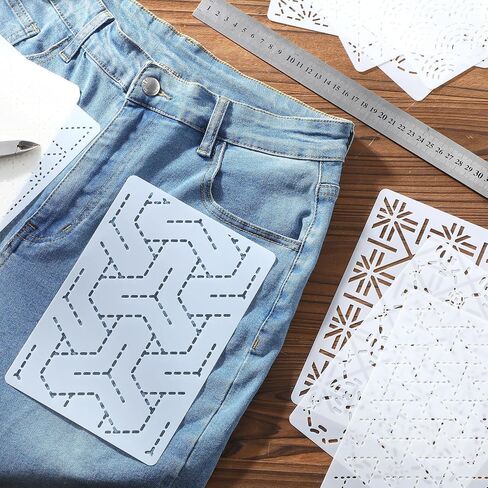 30 Pcs Plastic Sashiko Stencil 4.7 x 4.7 Inch Geometric Sashiko Pattern Template Drawing Line Quilting Stencil Embroidery Pattern Stabilizers for Sewing Hand Quilting and Embroidery in Saudi Arabia