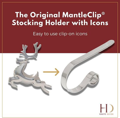 Haute Decor The Original MantleClip Stocking Holders with Removable ZINC Alloy Holiday Icons (2-Pack Snowflake, Oil-Rubbed Bronze) in Kuwait