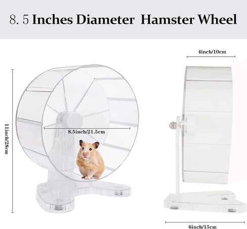 8.5 Inches Super Silent Hamster Wheel for Hamster Exercise Wheel Compatible with Gerbil, Syrian & Dwarf, Chinchilla and More Small Animal Exercise Wheel with Stable Stand, White in Saudi Arabia