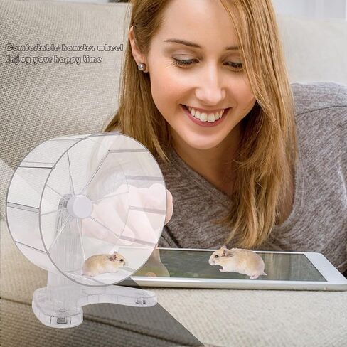 8.5 Inches Super Silent Hamster Wheel for Hamster Exercise Wheel Compatible with Gerbil, Syrian & Dwarf, Chinchilla and More Small Animal Exercise Wheel with Stable Stand, White in Saudi Arabia