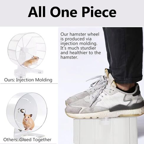 8.5 Inches Super Silent Hamster Wheel for Hamster Exercise Wheel Compatible with Gerbil, Syrian & Dwarf, Chinchilla and More Small Animal Exercise Wheel with Stable Stand, White in Saudi Arabia