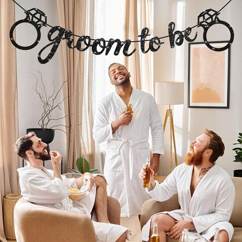 Breling Groom to Be Banner, 10ft Pre-Strung Groom to Be Garland Banner Glitter Bachelor Party Decor for Groom Engagement Party Bunting Sign for Bridegroom Shower Engagement Wedding Party Decor(Black) in Saudi Arabia