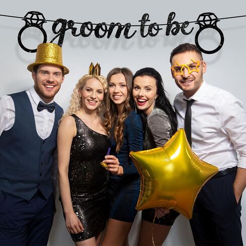 Breling Groom to Be Banner, 10ft Pre-Strung Groom to Be Garland Banner Glitter Bachelor Party Decor for Groom Engagement Party Bunting Sign for Bridegroom Shower Engagement Wedding Party Decor(Black) in Saudi Arabia