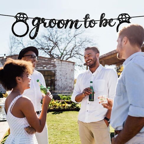Breling Groom to Be Banner, 10ft Pre-Strung Groom to Be Garland Banner Glitter Bachelor Party Decor for Groom Engagement Party Bunting Sign for Bridegroom Shower Engagement Wedding Party Decor(Black) in Saudi Arabia