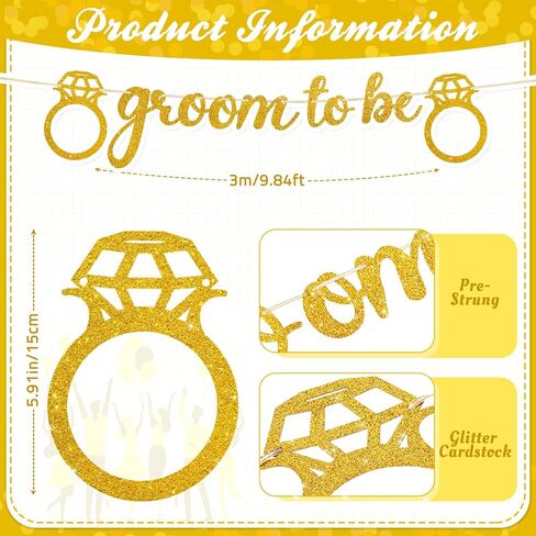 Breling Groom to Be Banner, 10ft Pre-Strung Groom to Be Garland Banner Glitter Bachelor Party Decor for Groom Engagement Party Bunting Sign for Bridegroom Shower Engagement Wedding Party Decor(Black) in Kuwait