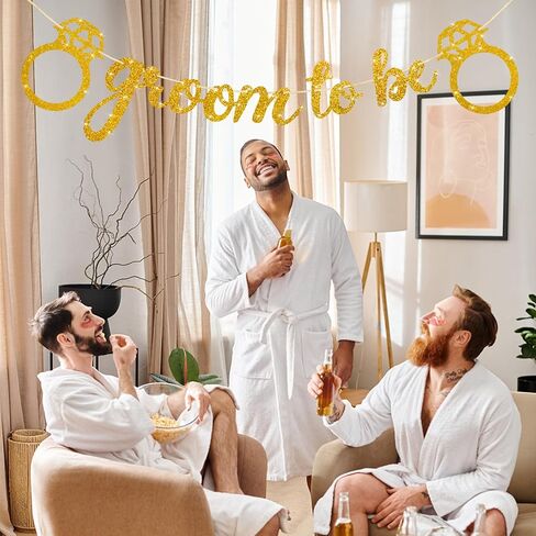 Breling Groom to Be Banner, 10ft Pre-Strung Groom to Be Garland Banner Glitter Bachelor Party Decor for Groom Engagement Party Bunting Sign for Bridegroom Shower Engagement Wedding Party Decor(Black) in Kuwait