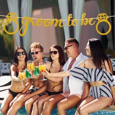 Breling Groom to Be Banner, 10ft Pre-Strung Groom to Be Garland Banner Glitter Bachelor Party Decor for Groom Engagement Party Bunting Sign for Bridegroom Shower Engagement Wedding Party Decor(Black) in Kuwait