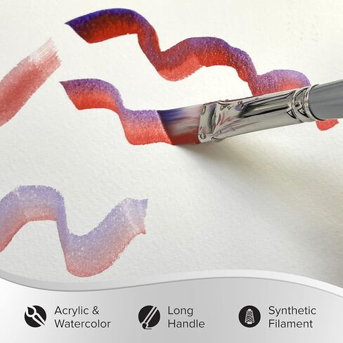 Silver Brush Limited 1506-1/2 Silverwhite Angle Paintbrush for Watercolor, Gouache, Inks, Dyes, Fluid, & Flow Acrylic, Size 1/2 Inch, Long Handle in Kuwait