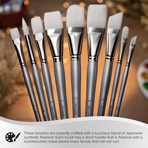 Silver Brush Limited 1506-1/2 Silverwhite Angle Paintbrush for Watercolor, Gouache, Inks, Dyes, Fluid, & Flow Acrylic, Size 1/2 Inch, Long Handle in Kuwait