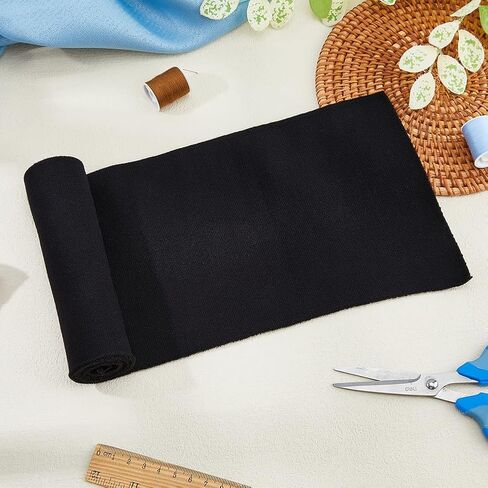 DICOSMETIC 2Pcs Black Rib Fabric for Cuffs Cotton Stretch Knit Fabric Trim 37x2.75in Fabric Cuff for Sewing Clothes Waistbands Collar Sleeve Cuffs Jacket in Saudi Arabia