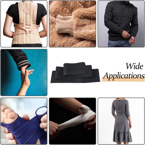 DICOSMETIC 2Pcs Black Rib Fabric for Cuffs Cotton Stretch Knit Fabric Trim 37x2.75in Fabric Cuff for Sewing Clothes Waistbands Collar Sleeve Cuffs Jacket in Saudi Arabia