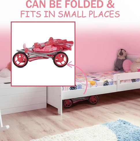 Baby Doll Convertible Pram Stroller with Removable Travel Bassinet Carrier for Kids Adjustable Handle Buggy Carriage with Canopy and Storage Basket 25 Inch Purple in Saudi Arabia