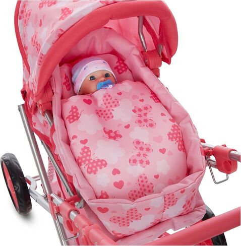 Baby Doll Convertible Pram Stroller with Removable Travel Bassinet Carrier for Kids Adjustable Handle Buggy Carriage with Canopy and Storage Basket 25 Inch Purple in Saudi Arabia
