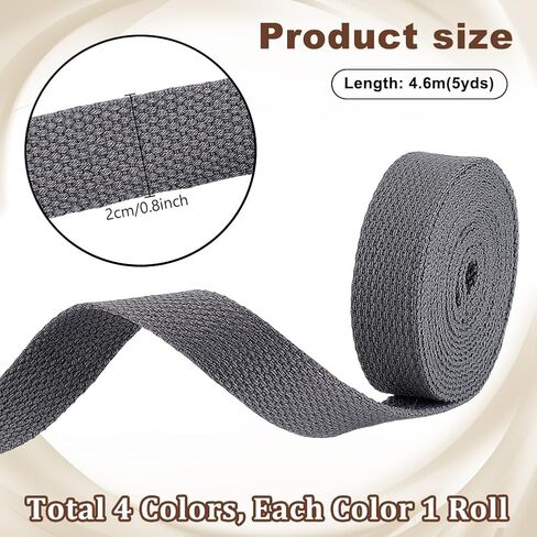 PH Pandahall 20 ياردة/ 18.3M حزام القطن حزام الخياطة Twill Twill Ribbon 3/4 بوصة الخياطة الثقيلة حزام حزام الأشرطة القطن شريط مسطح polycotton in Kuwait