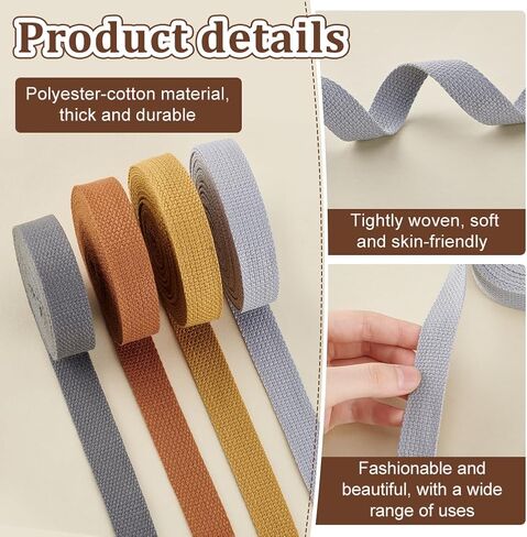 PH Pandahall 20 ياردة/ 18.3M حزام القطن حزام الخياطة Twill Twill Ribbon 3/4 بوصة الخياطة الثقيلة حزام حزام الأشرطة القطن شريط مسطح polycotton in Kuwait