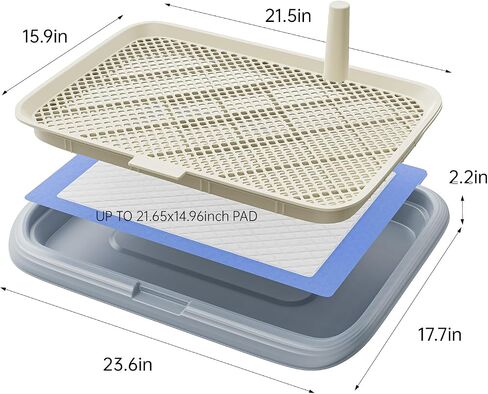 Large 23.6"x17.7" Dog Potty Tray, Indoor Pet Pee Pad Holder with Mesh Floor,Bathroom Dog Litter Box, Pet Toilet (Gray) in Saudi Arabia