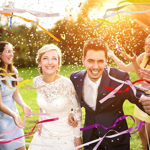 40 Pieces Ribbon Wedding Streamers with Bells, Lace Fairy Stick Wand Party Streamers Chromatic Silk Streamers for Party, Birthday and Holiday in Kuwait