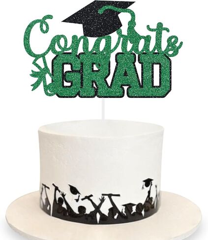 Congrats Grad Cake Topper Graduation Party Table Ideas Glitter Junior High School College University Decorations Maroon in Kuwait