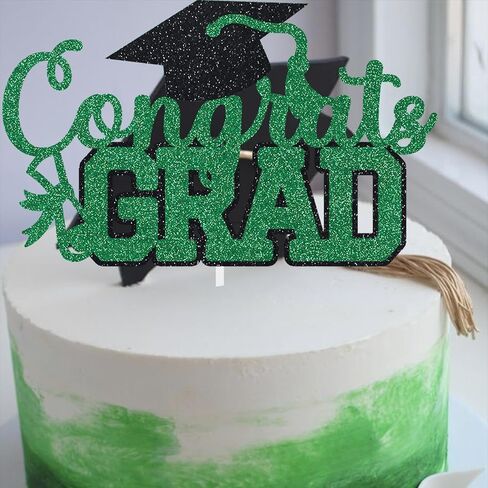 Congrats Grad Cake Topper Graduation Party Table Ideas Glitter Junior High School College University Decorations Maroon in Kuwait