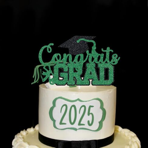 Congrats Grad Cake Topper Graduation Party Table Ideas Glitter Junior High School College University Decorations Maroon in Kuwait
