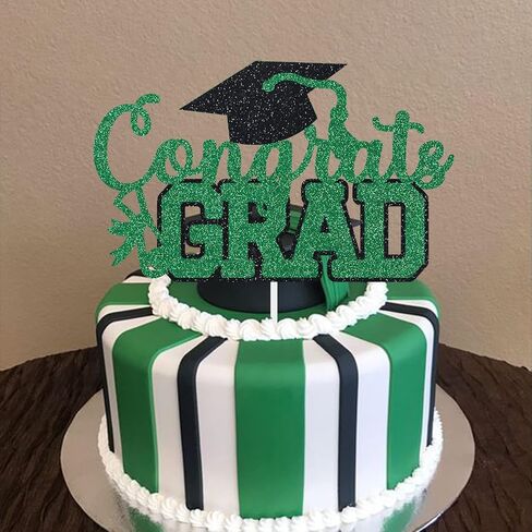 Congrats Grad Cake Topper Graduation Party Table Ideas Glitter Junior High School College University Decorations Maroon in Kuwait