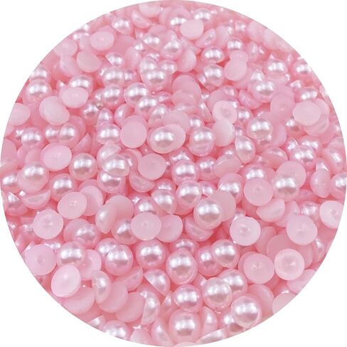 700pcs 8mm Flatback Half Pearls Round Crafts Beads for Jewelry Making DIY Scrapbook Shoes Clothes Cup Nail Art Decoration(Light Pink) in Saudi Arabia