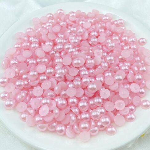 700pcs 8mm Flatback Half Pearls Round Crafts Beads for Jewelry Making DIY Scrapbook Shoes Clothes Cup Nail Art Decoration(Light Pink) in Saudi Arabia