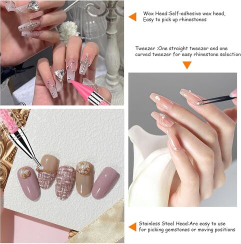 Rhinestone Picker Tool,2 Pcs Rhinestones Diamond Painting Dotting Pen,Rhinestone Tool,Gem Picker Tool,Manicure Nail Art DIY Decoration Tool,Wax Pencil for Rhinestones (Purple and Pink) in Saudi Arabia
