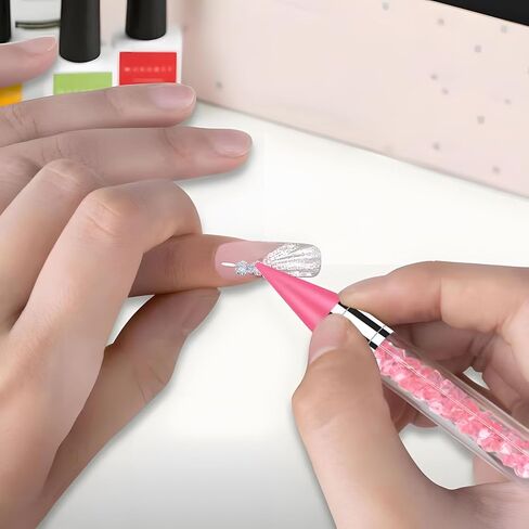 Rhinestone Picker Tool,2 Pcs Rhinestones Diamond Painting Dotting Pen,Rhinestone Tool,Gem Picker Tool,Manicure Nail Art DIY Decoration Tool,Wax Pencil for Rhinestones (Purple and Pink) in Saudi Arabia