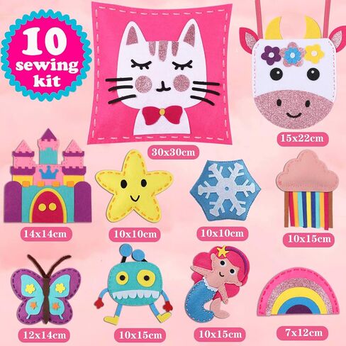 Favensen My First Sewing Kit for Kids,10 Easy DIY Stuffed Projects Beginner Sewing Kit for Kids Ages 6-8/8-12 Years Old Girls Gifts for Girls,Felt Arts and Crafts kit Ages 579 Toys with Instruction in Saudi Arabia