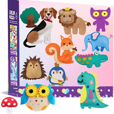 Favensen My First Sewing Kit for Kids,10 Easy DIY Stuffed Projects Beginner Sewing Kit for Kids Ages 6-8/8-12 Years Old Girls Gifts for Girls,Felt Arts and Crafts kit Ages 579 Toys with Instruction in Saudi Arabia
