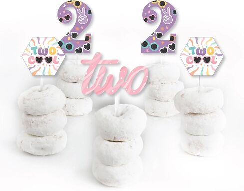 Big Dot of Happiness Two Cool - Girl - Dessert Cupcake Toppers - Pastel 2nd Birthday Party Clear Treat Picks - Set of 24 in Saudi Arabia
