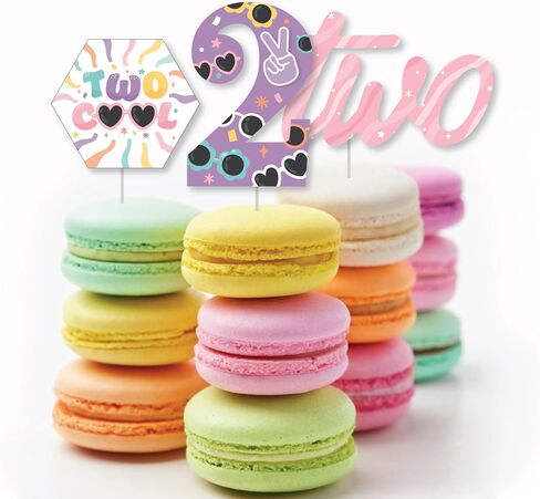 Big Dot of Happiness Two Cool - Girl - Dessert Cupcake Toppers - Pastel 2nd Birthday Party Clear Treat Picks - Set of 24 in Saudi Arabia