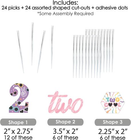 Big Dot of Happiness Two Cool - Girl - Dessert Cupcake Toppers - Pastel 2nd Birthday Party Clear Treat Picks - Set of 24 in Saudi Arabia