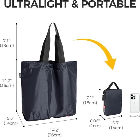 احزمي حقيبة حمل خفيفة الوزن وقابلة للتعبئة سعة 16 لترًا، وحقيبة بقالة قابلة للطي مقاومة للماء، وحقيبة تسوق قابلة لإعادة الاستخدام in Kuwait