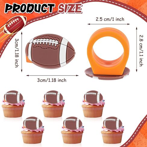 Barydat 48 Pcs Football Cupcake Topper Rings Football Party Decorations Cupcake Rings for Boys Kids Birthday Sports Ball Game Theme Party Supplies Favors Decorations Gifts in Saudi Arabia