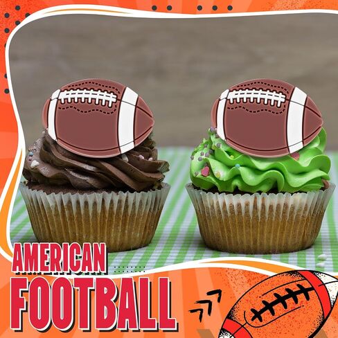 Barydat 48 Pcs Football Cupcake Topper Rings Football Party Decorations Cupcake Rings for Boys Kids Birthday Sports Ball Game Theme Party Supplies Favors Decorations Gifts in Saudi Arabia