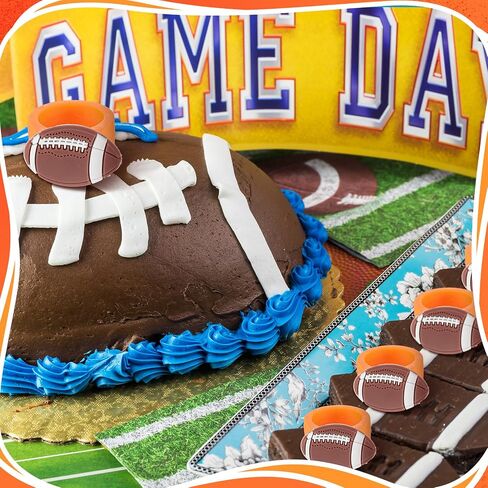Barydat 48 Pcs Football Cupcake Topper Rings Football Party Decorations Cupcake Rings for Boys Kids Birthday Sports Ball Game Theme Party Supplies Favors Decorations Gifts in Saudi Arabia