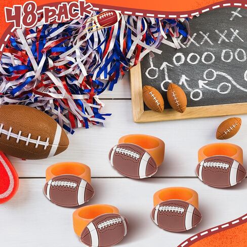 Barydat 48 Pcs Football Cupcake Topper Rings Football Party Decorations Cupcake Rings for Boys Kids Birthday Sports Ball Game Theme Party Supplies Favors Decorations Gifts in Saudi Arabia