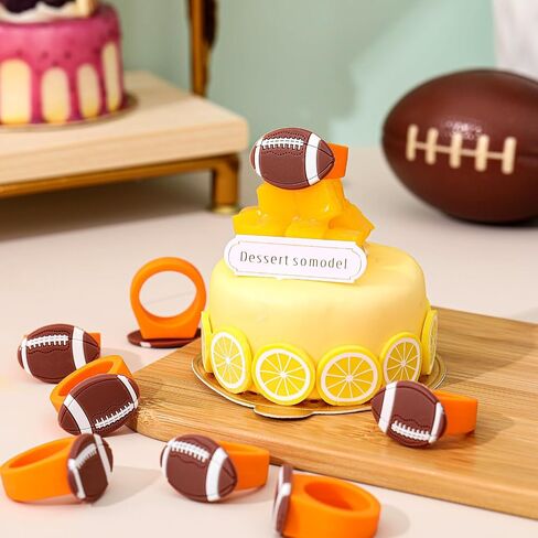 Barydat 48 Pcs Football Cupcake Topper Rings Football Party Decorations Cupcake Rings for Boys Kids Birthday Sports Ball Game Theme Party Supplies Favors Decorations Gifts in Saudi Arabia