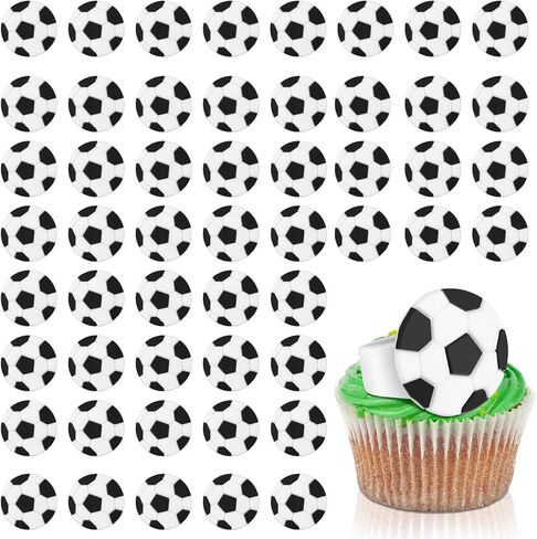 Barydat 48 Pcs Football Cupcake Topper Rings Football Party Decorations Cupcake Rings for Boys Kids Birthday Sports Ball Game Theme Party Supplies Favors Decorations Gifts in Saudi Arabia