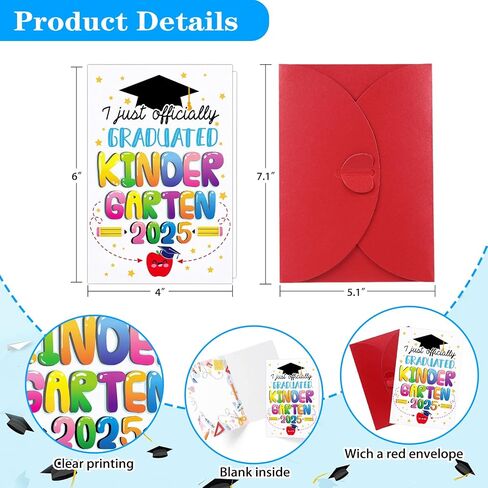 D24TIME Kindergarten Graduation Cards for Boys - 2025 Kindergarten Graduation Gifts for Boys Girls Son Daughter Kids Graduate Gift Card Class Of 2025 in Saudi Arabia