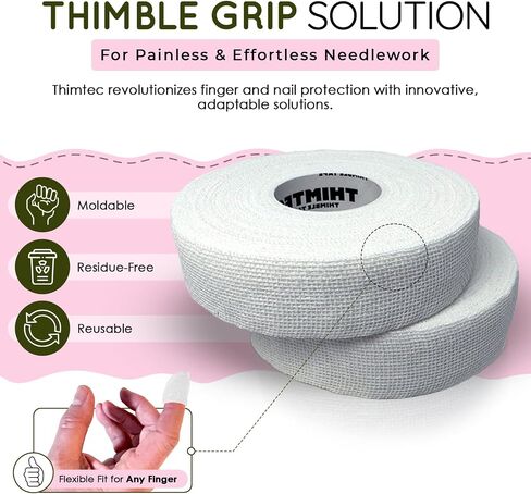 Thimble Tape for Hand Sewing - Fully Adjustable Nail & Finger Protector - A Smarter Alternative to Classic Knitting Thimbles - Sunshine, 2-Pack in Kuwait