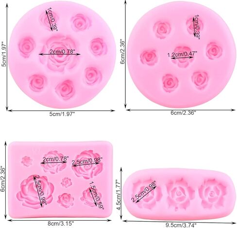 Mujiang 3D Flower Silicone Molds Flower Bloom Rose Fondant Mold Resin Rose Candle Mold For Cake Decoration Cake Decoration Chocolate Handmade Soap Candy Gum Paste Set Of 6 in Kuwait