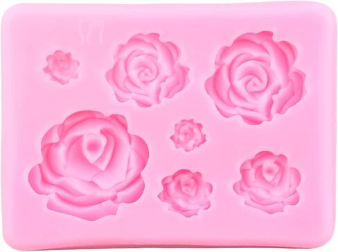 Mujiang 3D Flower Silicone Molds Flower Bloom Rose Fondant Mold Resin Rose Candle Mold For Cake Decoration Cake Decoration Chocolate Handmade Soap Candy Gum Paste Set Of 6 in Kuwait