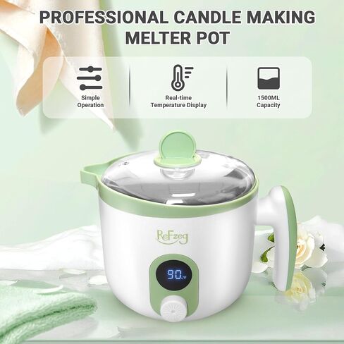 Candle Melting Pot Electric Wax Melter for Candle DIY Making with Pouring Spout, Non-Stick Candle Making Pouring Pot Soap Making Melting Pot with Digital Display, Constant Temperature Function(Black) in Saudi Arabia