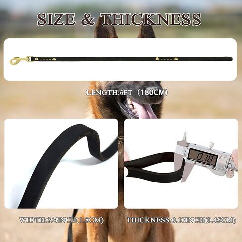 Leather Dog Leash 6 ft x 1/2 inch Heavy Duty Genuine Leather Dog Training Leash Soft and Strong Leather Leash for Small and Medium Dogs Brown in Saudi Arabia