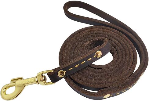 Leather Dog Leash 6 ft x 1/2 inch Heavy Duty Genuine Leather Dog Training Leash Soft and Strong Leather Leash for Small and Medium Dogs Brown in Saudi Arabia