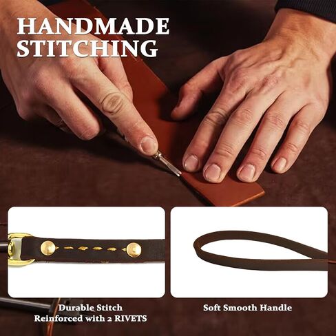 Leather Dog Leash 6 ft x 1/2 inch Heavy Duty Genuine Leather Dog Training Leash Soft and Strong Leather Leash for Small and Medium Dogs Brown in Saudi Arabia