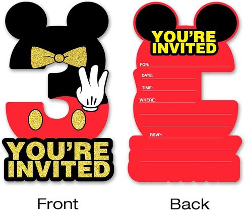 brayqu Mouse Girl 2nd Birthday Party Invitations Pink Glitter Mouse 2 Year Old Girls Birthday Shaped Invitations Fill-in Second Birthday Invites (20 Invitation Cards with Envelopes) in Kuwait